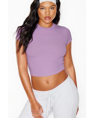 Garage Snatchrib Cropped Crewneck T-Shirt - Purple