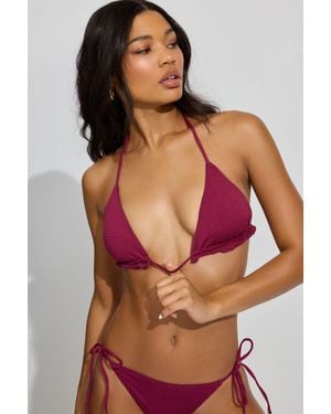 Garage Ruffle Triangle Bikini Top - Red