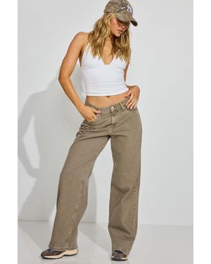 Garage Low Rise Baggy Pants - Natural