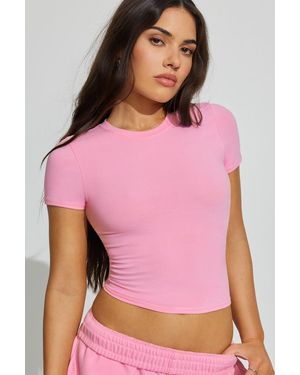 Garage Supersoft Crewneck Cropped T-Shirt - Pink
