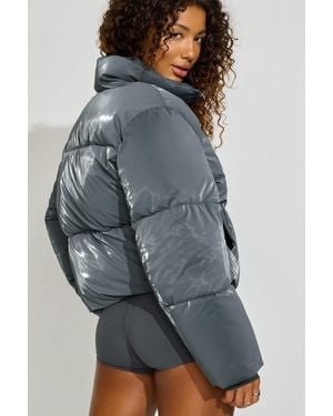 Garage Shiny Puffer Jacket - Grey