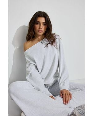 Garage Softterry Off Shoulder Sweatshirt - Gray