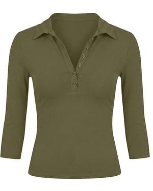 Garage Sleek 3/4 Sleeve Polo Top - Green