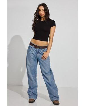 Garage Supersoft Crewneck Cropped T-Shirt - Blue