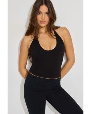 Garage Deep Plunge Halter Top - Black