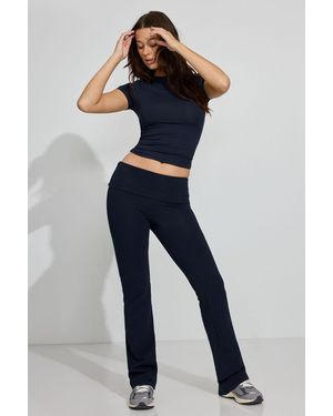Garage Soft Cotton Fold Over Flare Pants - Blue
