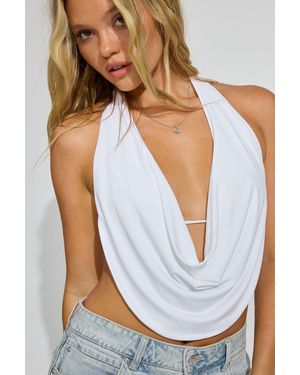 Garage Open Back Cowl Top - White