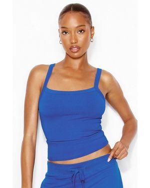 Garage Open Neck Ribbed Cami Top - Blue