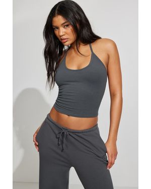Garage Stretchterry Tie Halter Top - Blue