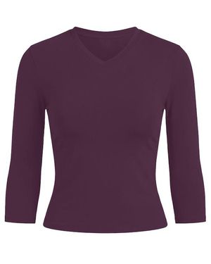 Garage Sleek High V-Neck 3/4 Sleeve Top - Purple