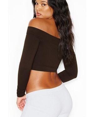Garage Sleek Off Shoulder Long Sleeve Top - Black