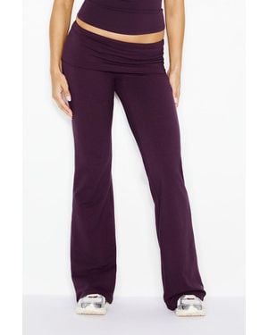Garage Stretchterry Foldover Bootcut Trousers - Purple