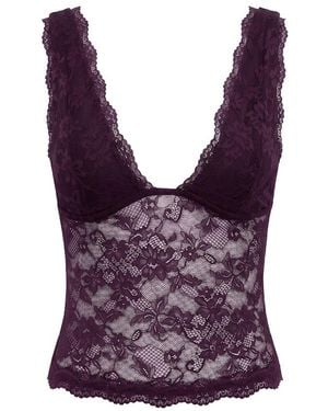 Garage Lace Plunge Tank Top - Purple