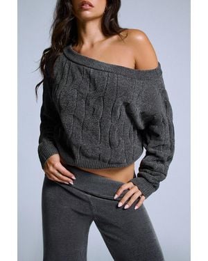 Garage Chenille Off Shoulder Sweater - Gray