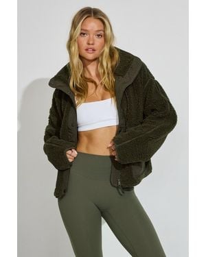 Garage Sherpa Mixed Media Jacket - Green