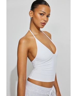 Garage Sleek Plunge Halter Top - White