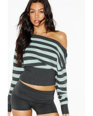 Garage Off Shoulder Reset Long Sleeve Top - Grey