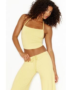 Garage Stretchterry Open Back Halter Top - Yellow