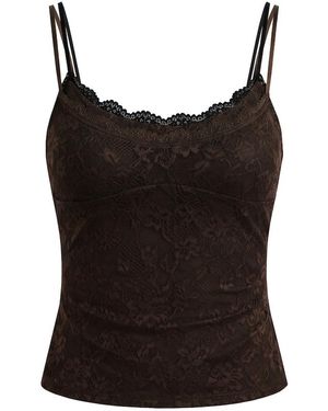 Garage Double Layer Lace Cami Top - Black