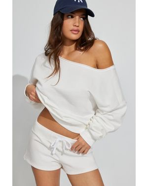 Garage Softterry Off Shoulder Sweatshirt - White