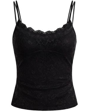 Garage Double Layer Lace Cami Top - Black