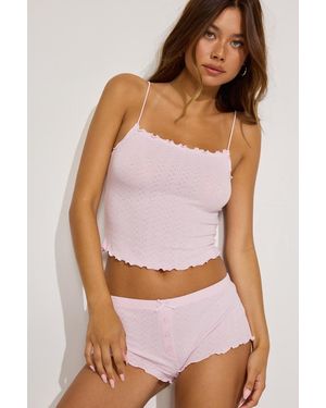 Garage Pointelle Lettuce Edge Cami Top - Pink