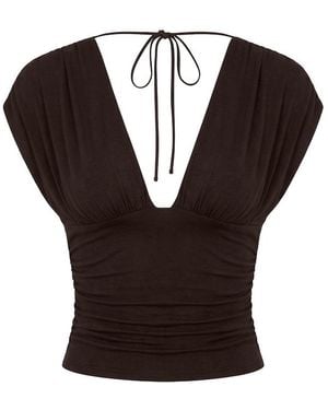 Garage Plunge Open Tie Back Top - Black