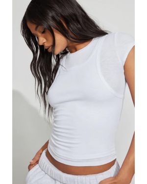 Garage Layered Crewneck Short Sleeve Top - White