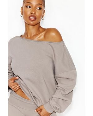 Garage Softterry Off Shoulder Sweatshirt - Gray