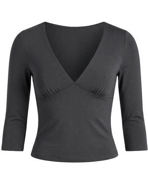 Garage Plunge 3/4 Sleeve Top - Black