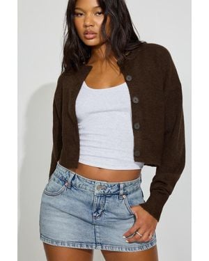Garage Renee Spongy Cropped Cardigan - Gray