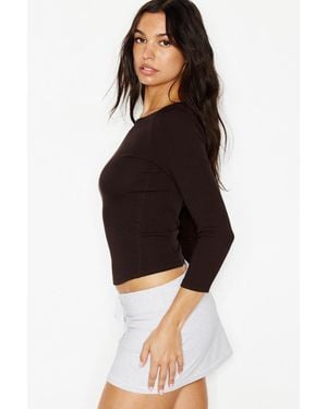 Garage Snatchrib Three Quarter Sleeve Top - Black