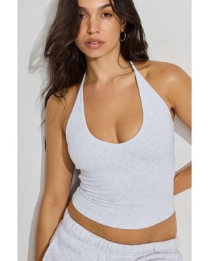 Garage Deep Plunge Halter Top - White