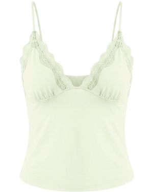 Garage Sleek Plunge Lace Trim Cami Top - Yellow