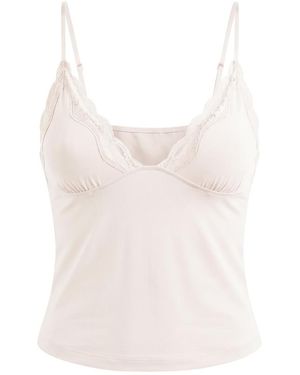Garage Sleek Plunge Lace Trim Cami Top - Pink