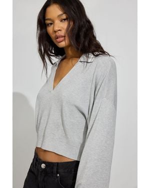 Garage Cropped Boxy Polo Top - Gray