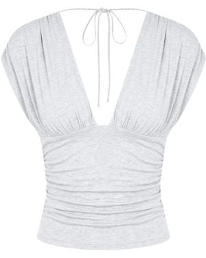 Garage Plunge Open Tie Back Top - White