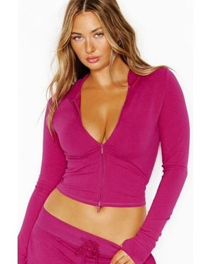 Garage Stretchterry Hooded Zip Up - Pink