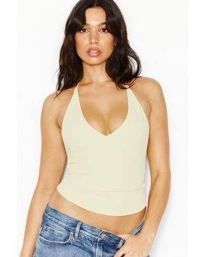 Garage Sleek Plunge Adjustable Halter Top - Green
