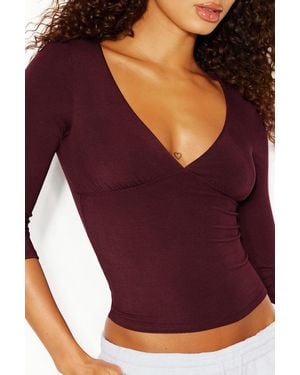 Garage Plunge 3/4 Sleeve Top - Purple