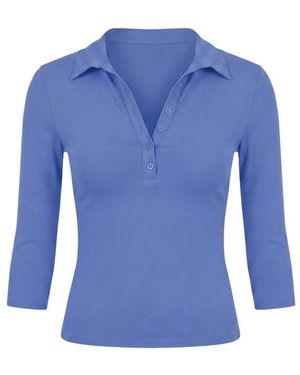 Garage Sleek 3/4 Sleeve Polo Top - Blue