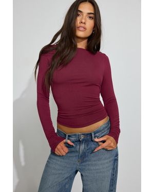 Garage Smooth Long Sleeve Crewneck Top - Red