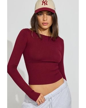 Garage Ryan Fitted Boatneck Sweater - Red