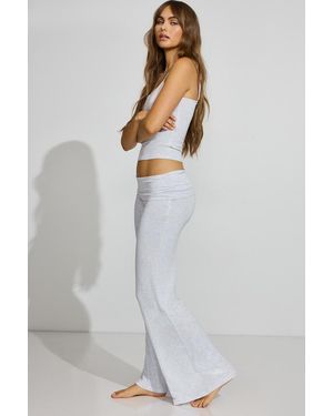 Garage Sheer Ribbed Foldover Pants - Gray