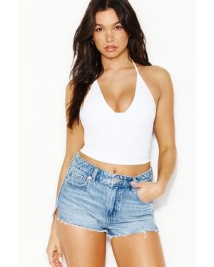 Garage High Rise Cheeky Denim Shorts - Blue