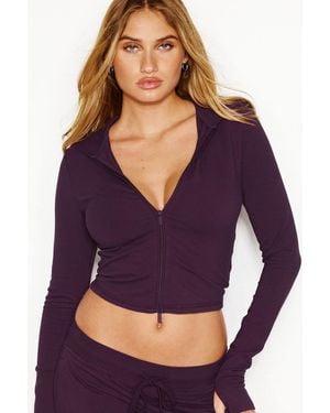 Garage Stretchterry Hooded Zip Up - Purple