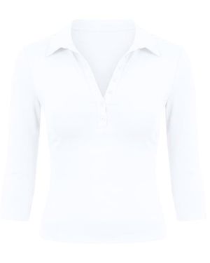 Garage Sleek 3/4 Sleeve Polo Top - White