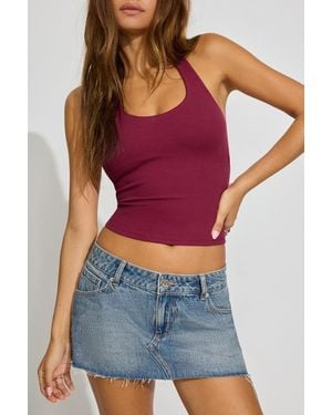 Garage Denim Cut Off A-Line Skort - Purple