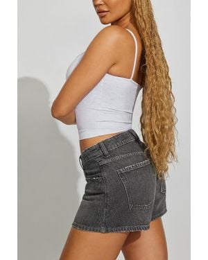 Garage Denim Relaxed A-Line Shorts - Grey