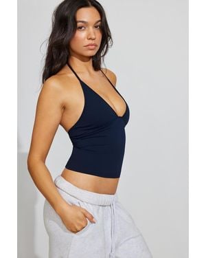 Garage Sleek Plunge Halter Top - Blue